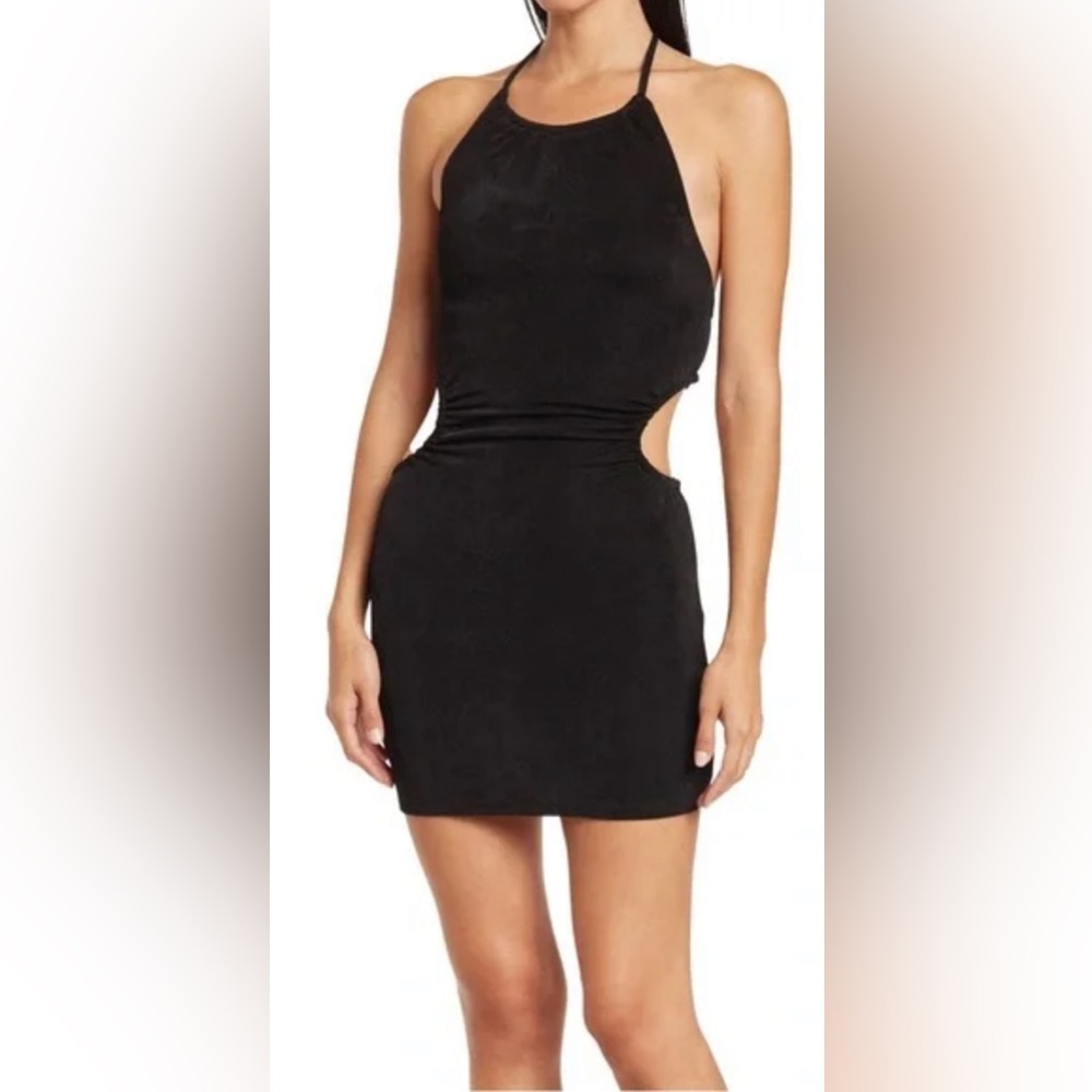 Elodie Halter Mini Dress with Side Cut-Outs